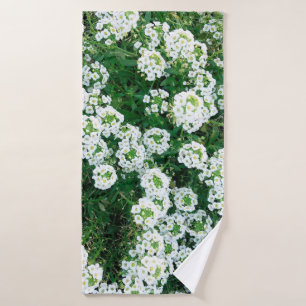 Small white flowers in the grass in the daytime in bath towel