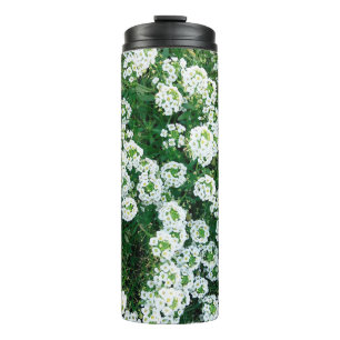 Small white flowers in the grass in the daytime in thermal tumbler