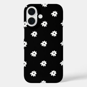 Small White Flowers on Black iPhone 16 Case