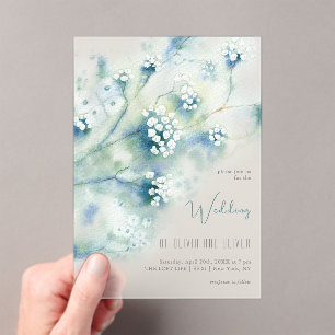 Small White Flowers Wedding Acrylic Invitations