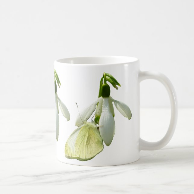 Small White on Snowdrop Coffee Mug (Right)