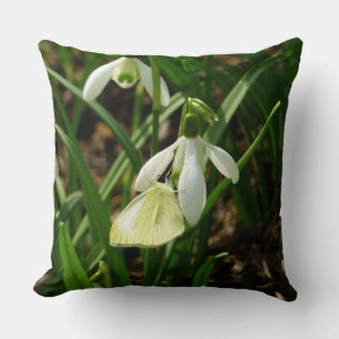 Small White on Snowdrop Cushion