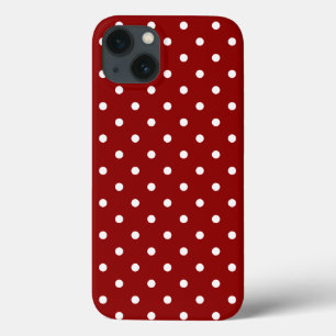 Small White Polka dots cherry red background iPhone 13 Case