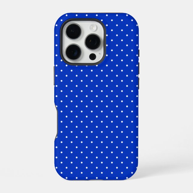 Small White Polka Dots on Cobalt Blue Phone Case (Back)