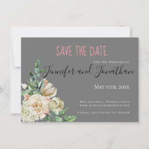 Small White Rose Bouquet Save the Date Wedding