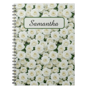 Small White Roses Personalised Notebook