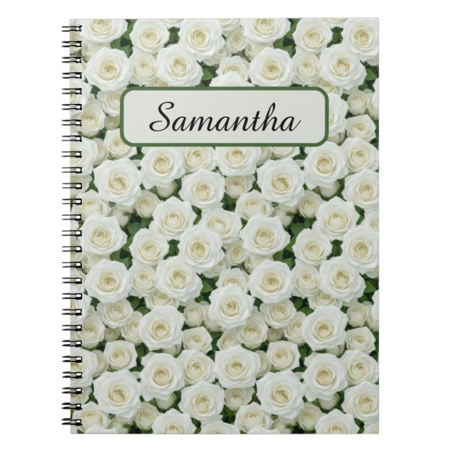 Small White Roses Personalised Notebook (Front)