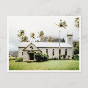 Small White Tropical Church Hawaii Postcard