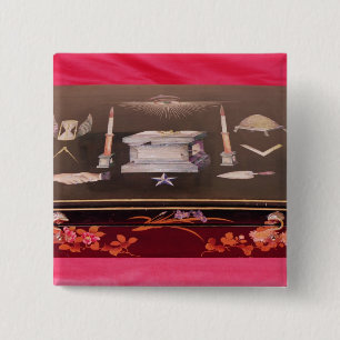Small wooden case, with symbols of Freemasonry 15 Cm Square Badge