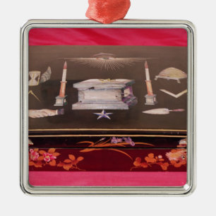 Small wooden case, with symbols of Freemasonry Metal Tree Decoration