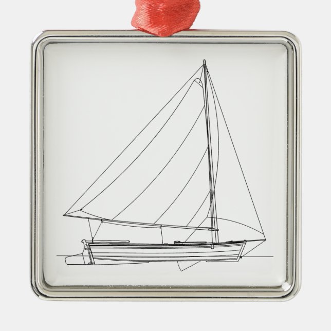 Small Wooden Sailboat - Caribbean Sloop Metal Ornament (Front)
