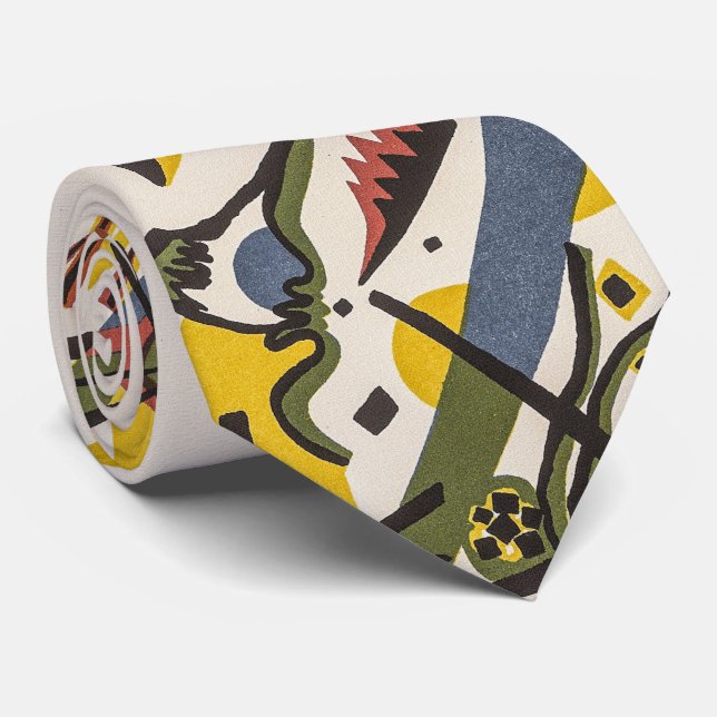 Small Worlds I - Wassily Kandinsky Neck Tie (Rolled)