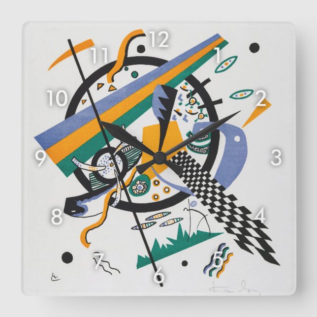 Small Worlds IV, Abstract, Wassily Kandinsky Square Wall Clock (Front)