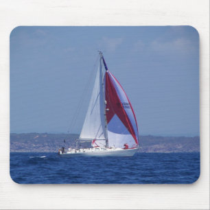 Small Yacht Setting A Spinnaker Mouse Pad