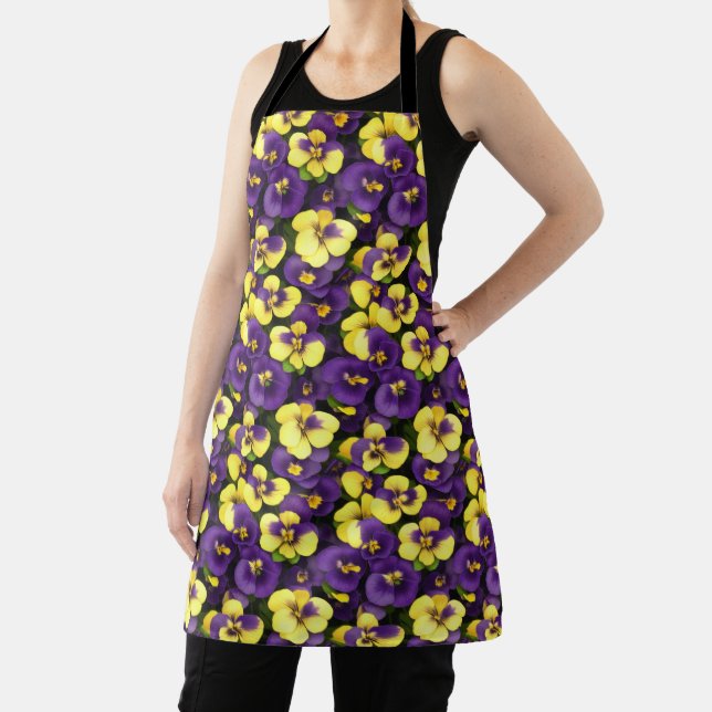 Small Yellow and Purple Pansies Apron (Insitu)