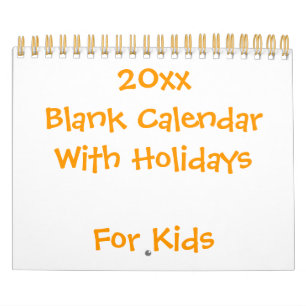 Small Yellow Blank Calendar For Kids
