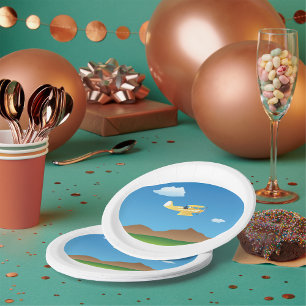 Small Yellow Plane Paper Plate