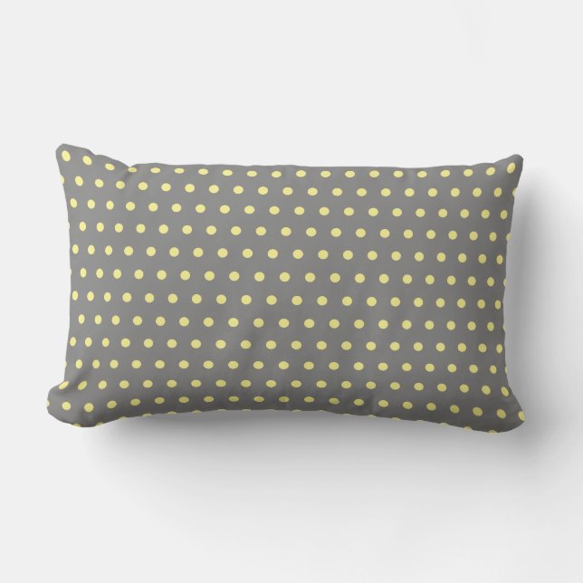 Small Yellow Polka Dots Grey Grey Custom Cute Lumbar Cushion (Front)