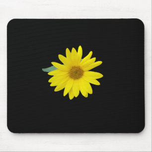 Small yellow sunflower on black background mouse pad