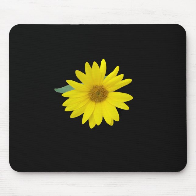 Small yellow sunflower on black background mouse pad (Front)