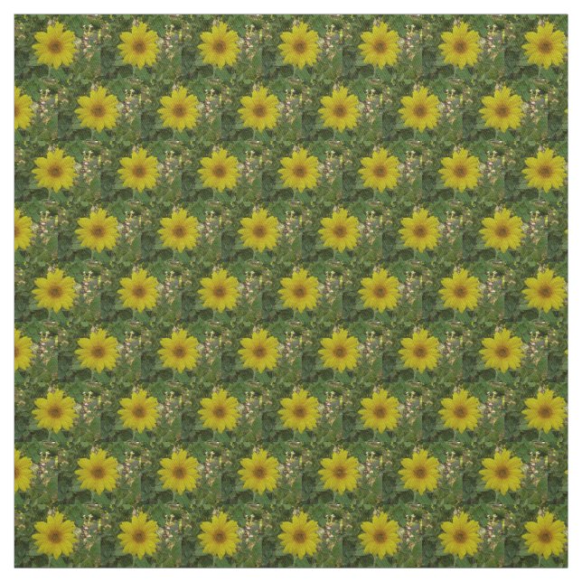 small yellow sunflowers in garden fabric (Swatch)