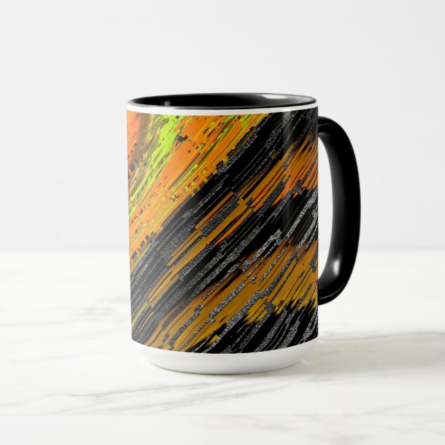 Small yellowish mosaic and deformed style mug (Front Right)