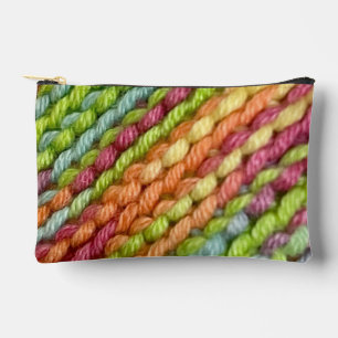Small Zipper Bag Featuring Close-Up Knitting Photo