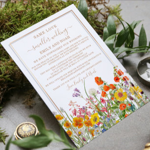 Smaller Downsized Wedding Colourful Wild Flowers Invitation