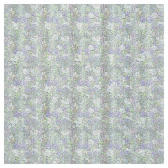 Smaller Repeat Pattern of Succulents on Silk Fabric (Close Up)
