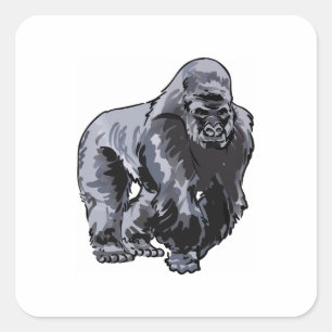 SMALLER SILVERBACK GORILLA SQUARE STICKER