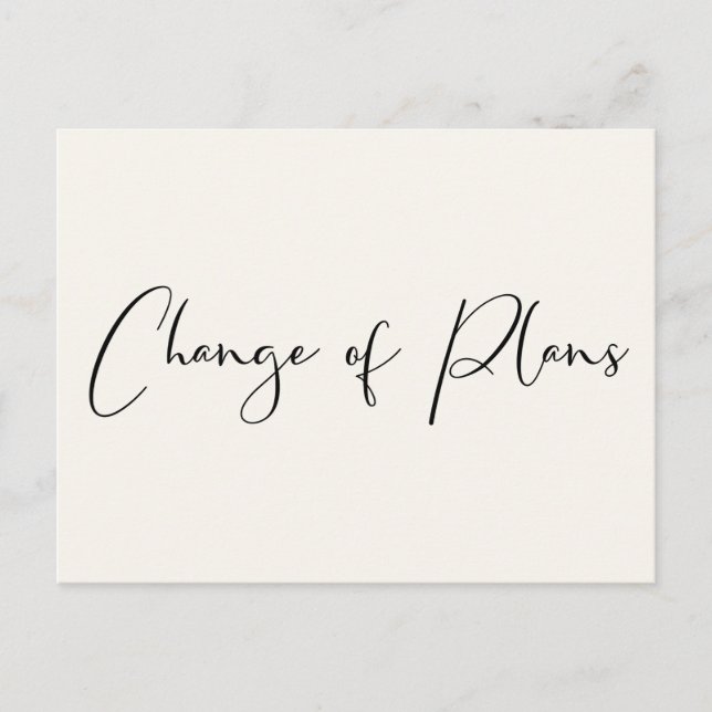 Smaller Wedding Change of Plans Cream Elegant Announcement Postcard (Front)