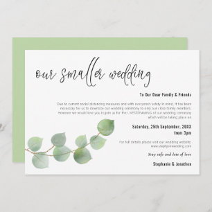 Smaller Wedding Downsize Script Elegant Eucalyptus Announcement