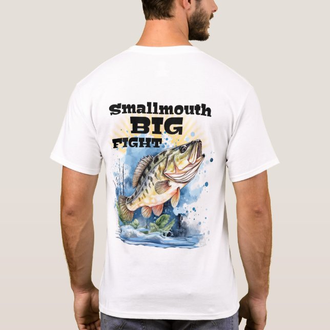 Smallmouth Bass Big Fight Personalise NAME Fishing T-Shirt (Back)