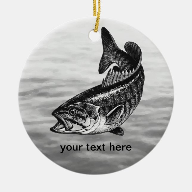 Smallmouth Bass Fishing Ceramic Ornament (Front)