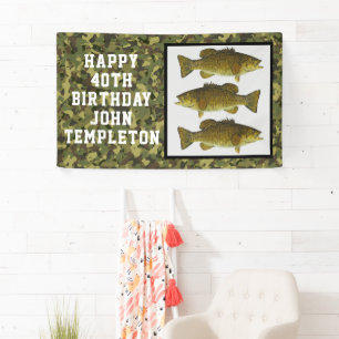 Smallmouth Bass Fishing Cool Men's Birthday Camo Banner