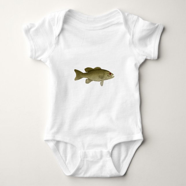 Smallmouth Bass (red eye illustration) Baby Bodysuit (Front)