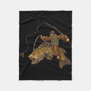 Smallmouth Byss Fishing Bigfoot Fisherman  Fleece Blanket