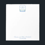 Smart 3 Letter Monogram Hydrangea Ginger Jar Crest Notepad<br><div class="desc">A classic blue and white design featuring a 3 letter monogram inside a crest featuring blue and white hydrangeas and a ginger jar. The watercolor elements were originally handpainted by me in watercolors onto 100% cotton paper before being scanned and arranged / styled digitally. You can change all text colours...</div>