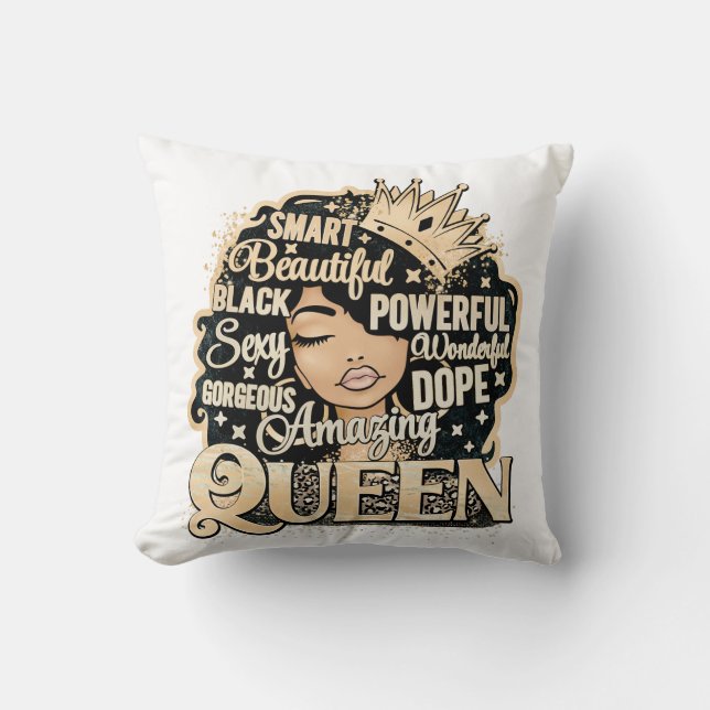 Smart Amazing Queen Black Melanin Woman Brown Skin Cushion (Front)