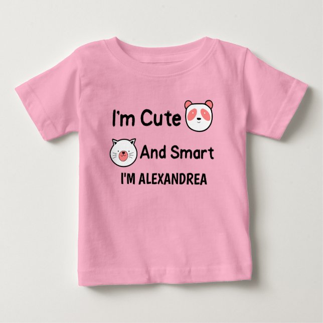  Smart And Cute Personalise  Baby T-Shirt (Front)
