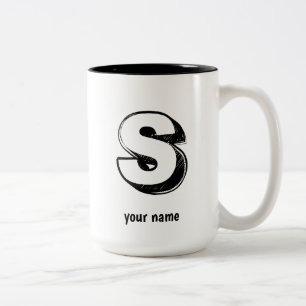 smart and Sophisticated S &name Two-Tone Coffee Mug