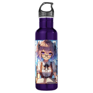 Smart Anime Girl in Library Reading Books 710 Ml Water Bottle