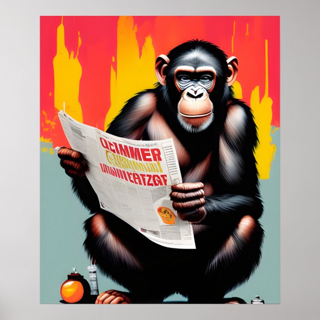 Smart Ape Poster Custom Chimp Wall Art (Front)