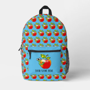 smart apple bookworm (name) printed backpack