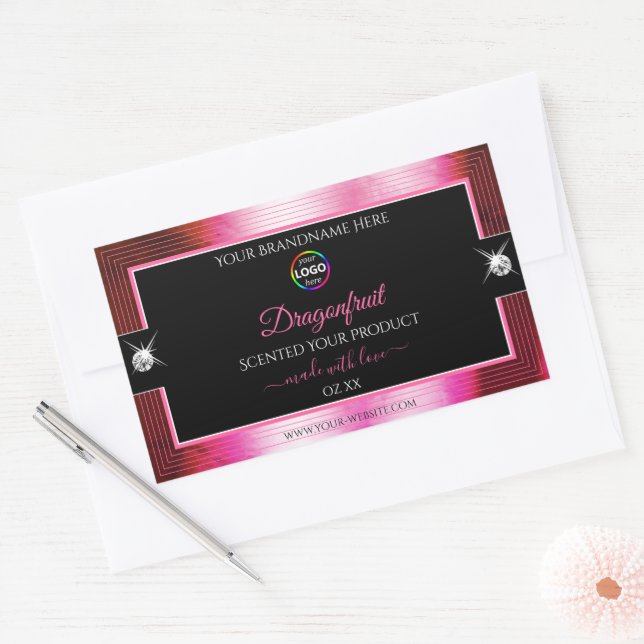 Smart Black Shiny Crimson Pink Logo Product Label (Envelope)