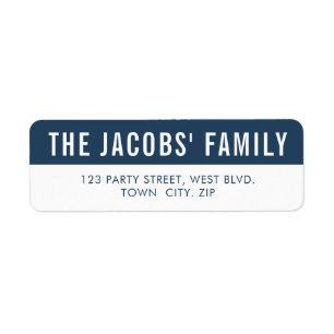 SMART Bold minimal simple block dark navy blue Return Address Label