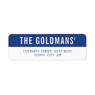 SMART Bold minimal simple block type royal blue Return Address Label