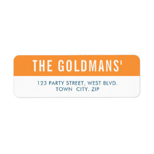 SMART Bold minimal simple type dark blue orange Return Address Label