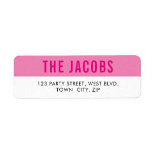 SMART Bold minimal simple type girly bright pink Return Address Label
