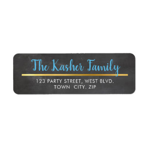 SMART Bold minimal simple type gold aqua grey Return Address Label